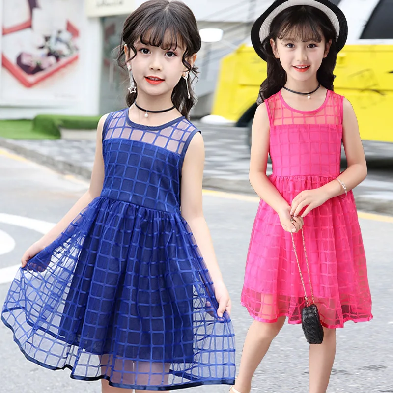 

Kids Girls Summer Dress 2019 new children Sleeveless dress girl child princess 95%cotton dress vest dress