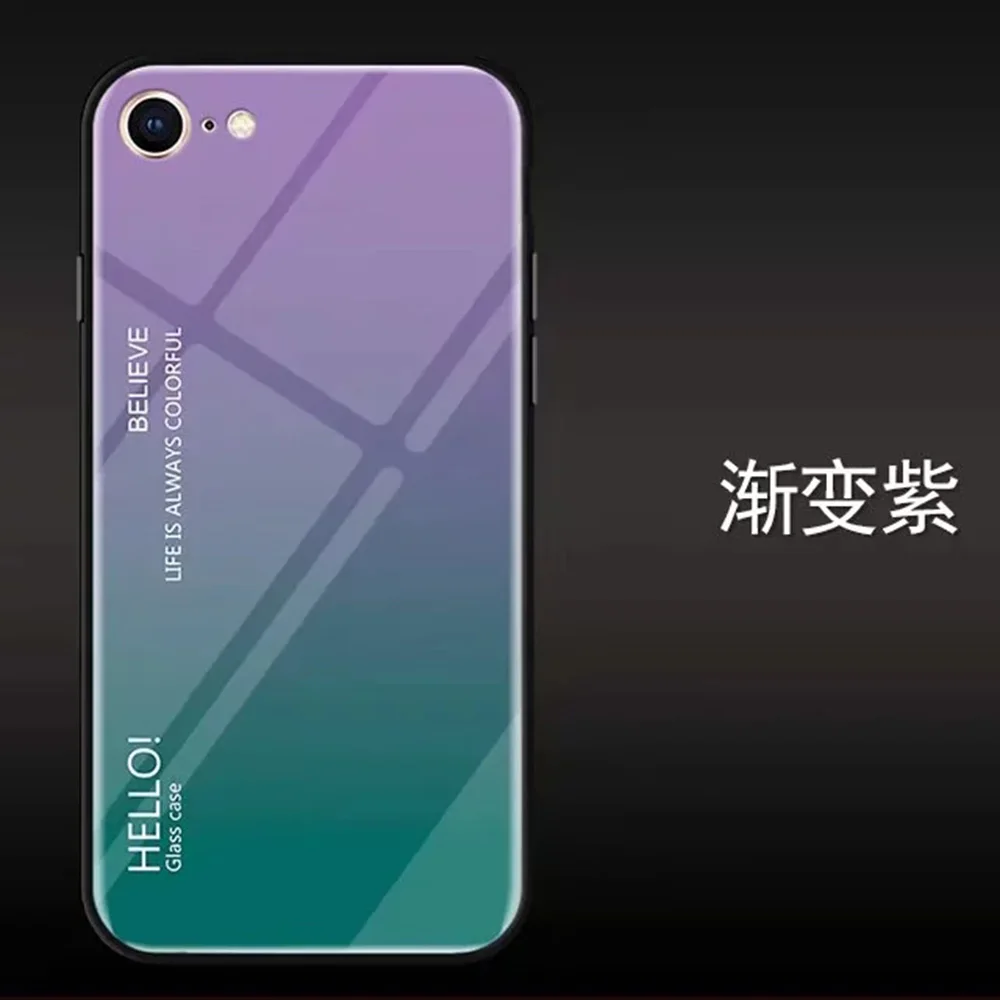 Gradiente de templado de vidrio de casos para iPhone 7 Cubierta bolsa de teléfono para el iPhone 6 6 S 8 Plus X XS X max XR Coque Capa Fundas suave lindo