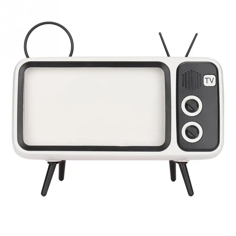 

Retro TV-shaped Bluetooth Speaker HD Stereo Loudspeaker for under 6 Inch Mobile Phone Stand