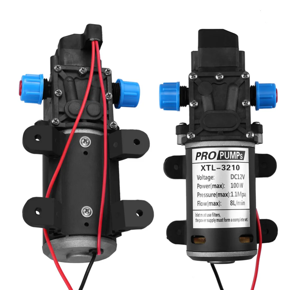 Черный, работающего на постоянном токе 12 В в 100W 8L/мин 160Psi высокое Давление диафрагмы Самовсасывающие Водяной насос для караван Кемпинг мойка водяной насос 12V