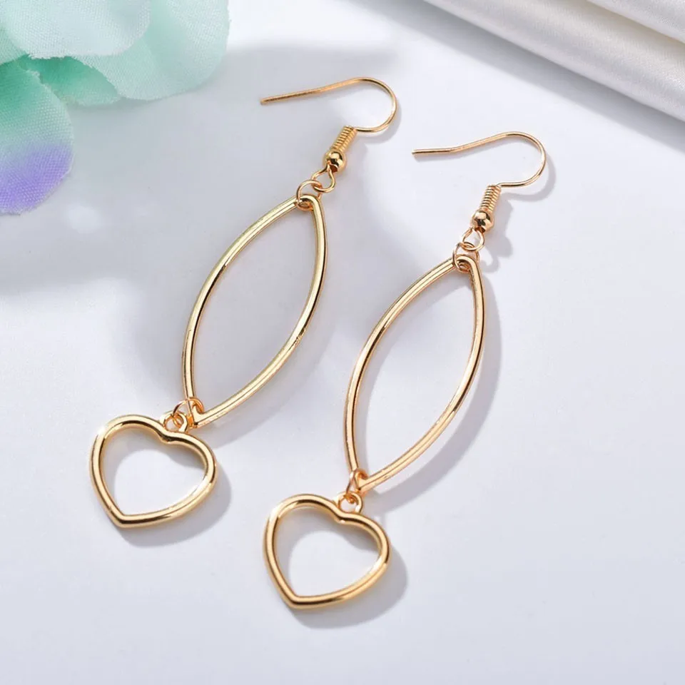 

Elegant Geometric Heart Women Drop Earrings Women Girls Minimalism High Quality Engagement Drop Earrings Jewelry Accessory