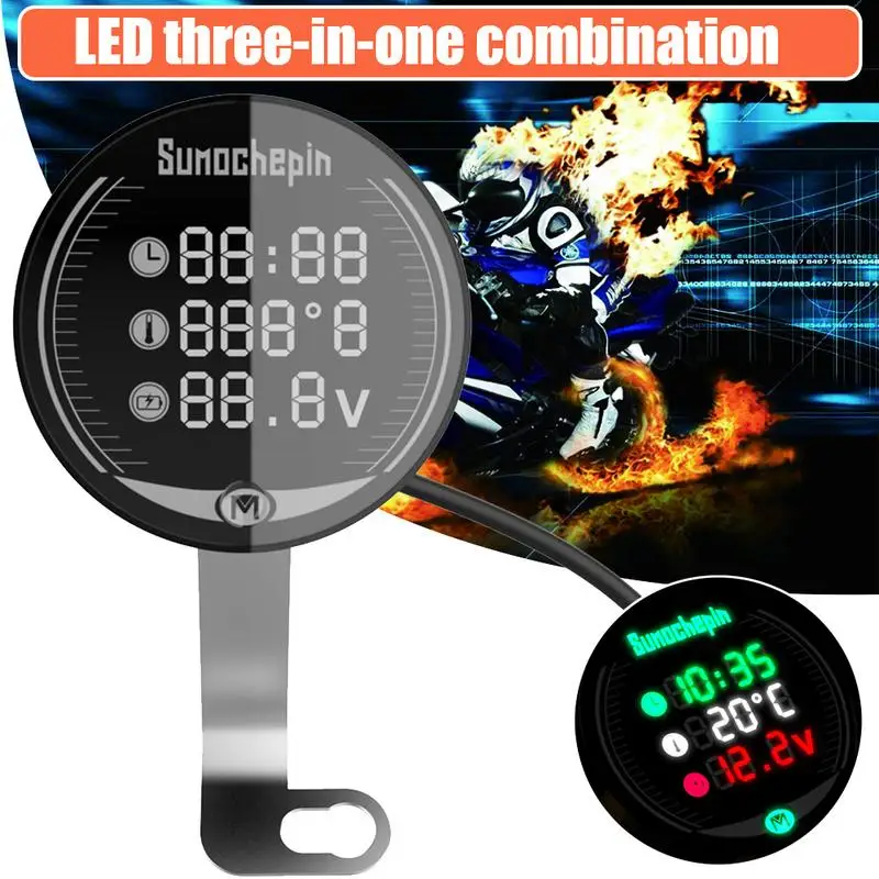 

Motorcycle Electric Car Accessories Voltmeter Thermometer Modified 9-24V Electronic Liquid Crystal Display 2019