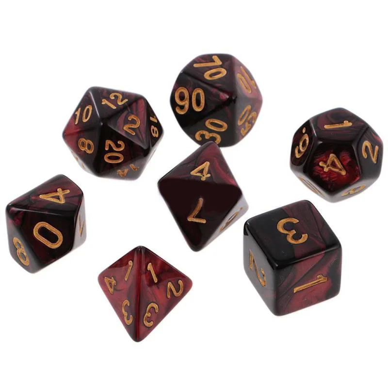 

7pcs/Set Polyhedral Dice Set For Dungeons And Dragons D10 D8 D6 D4 Red Black