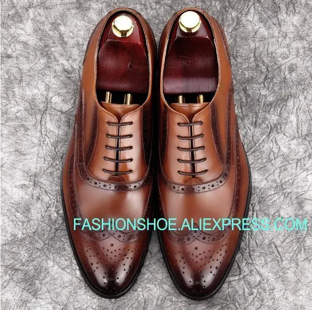 

Brogue Carved Men Shoes Lace Formal Business Shoes Flat heel Fashion Men's Wedding Dress Oxfords