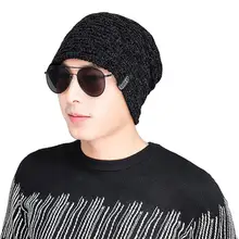 Модная мужская и женская зимняя теплая вязаная шляпа шерстяная шапка