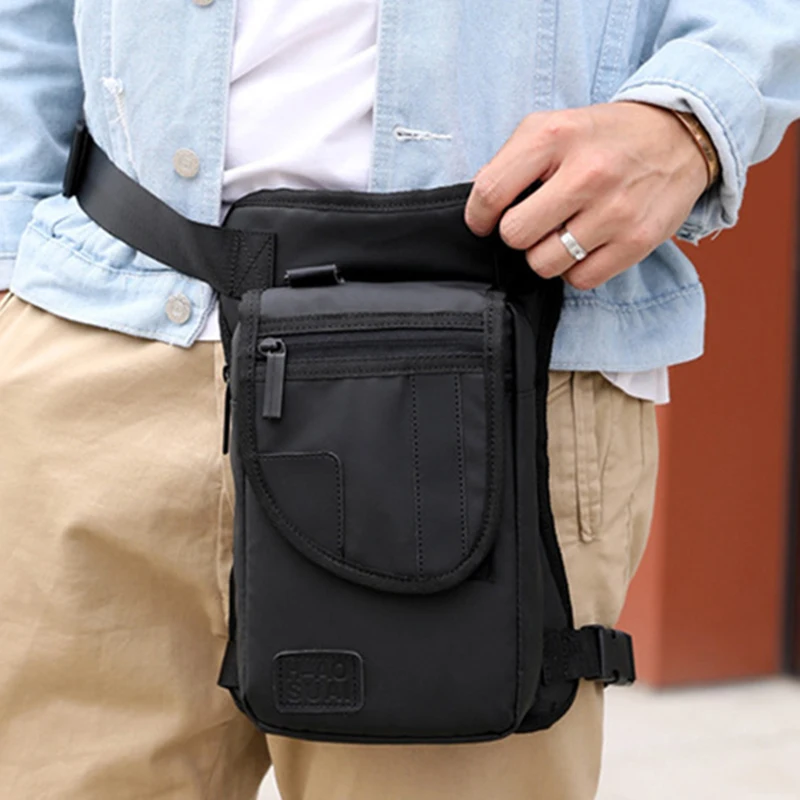Men Waterproof Nylon Leg Bag Waist Fanny Pack Drop Belt Messenger Shoulder Bags