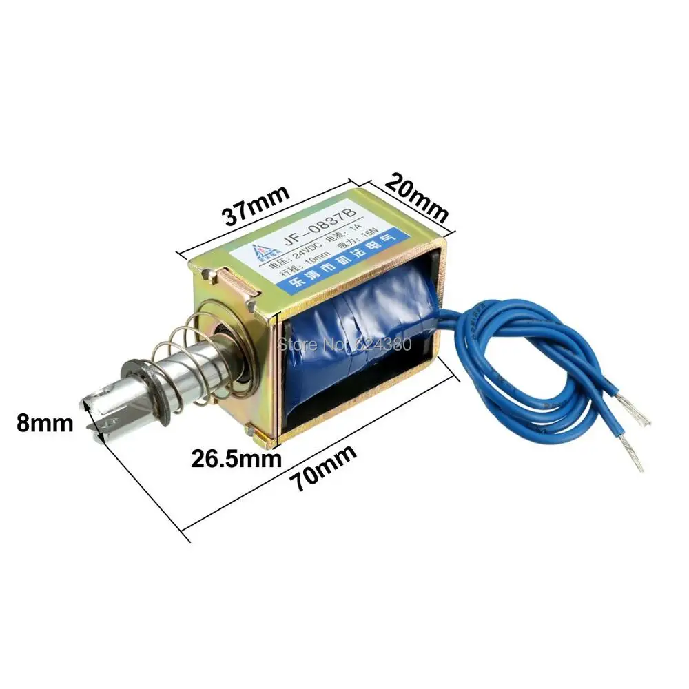 JF-0837B DC24V DC12V DC6V 1A 24 W 15N 10 мм Push-Pull Тип Линейное движение Электромагнит