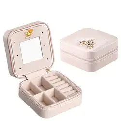 Портативный шкатулка Для женщин мини серьги стержня картонная коробочка для колец и украшений полезно макияж Органайзер с молнией ящик