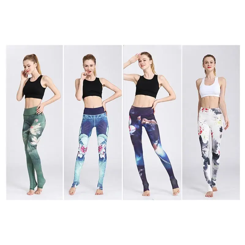 

Professional Sports Clothes Yoga Pants New Women Ink Printing Yoga Pants Trousers Running Jogging Sports Equipment Accessory