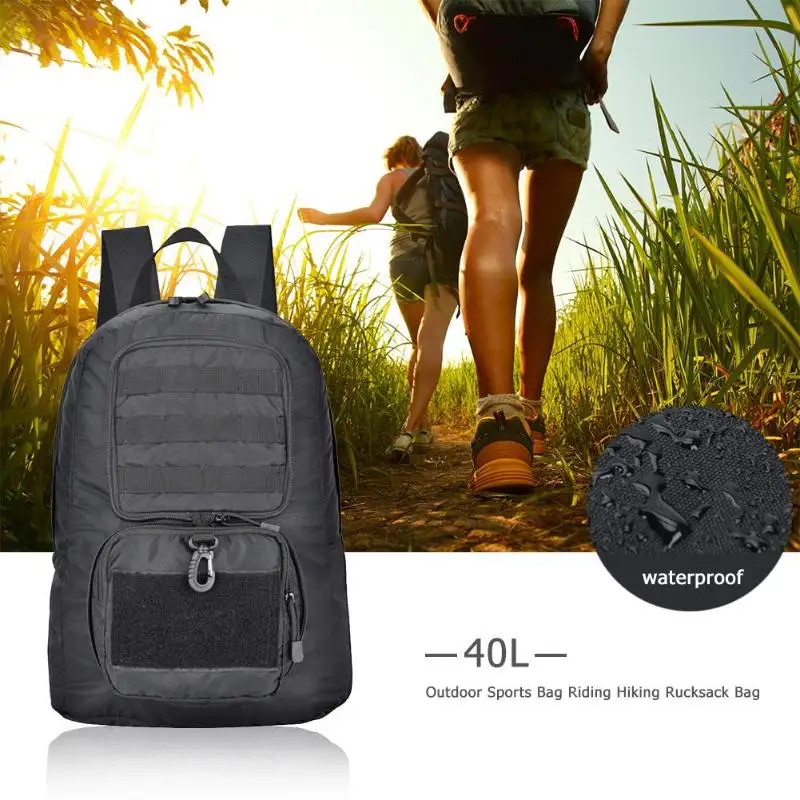 Tattico Sacchetto Del Campeggio 40l Arrampicata Pieghevole All'aria Escursionismo Alpinismo Di Equitazione Sport Black Aperta Color Zaino 1wvqdw