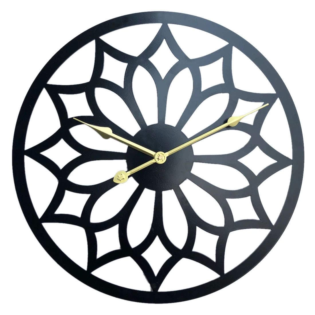 

40cm European Style Metal Hollow Flower Shape Clock Silent Wall Clocks For Home Decor Mediterranean Style Home Decoration Black