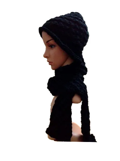BomHCS зимние толстые теплые большой шапочка ручной работы вязанная шапка-ушанка с шарфом женские Кепки