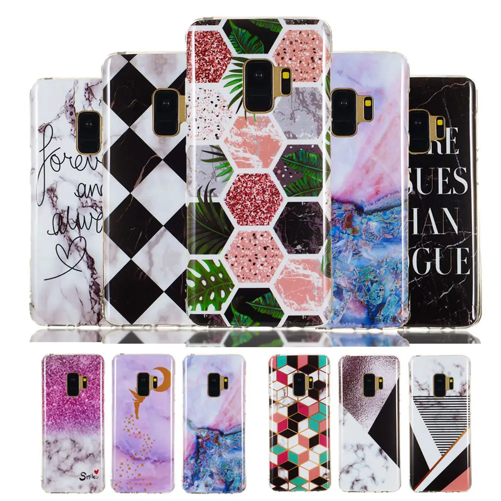 

Marble Phone Case For Samsung Galaxy S9 Case For Samsung Galaxy S9 S8 PLUS S7 S6 Edge Note 8 Note 9 Geometry Silicone TPU Cover