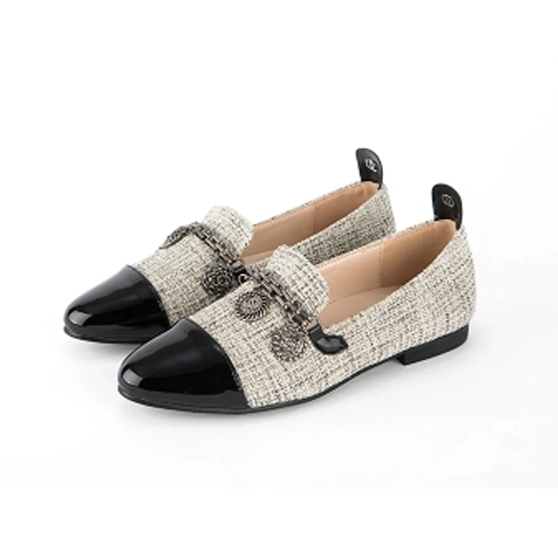 

Genuine Leather New England Wind Pointed Shoes Lighter and Lazy People Paint Color Matching Flat Shoes Love Women's Shoes