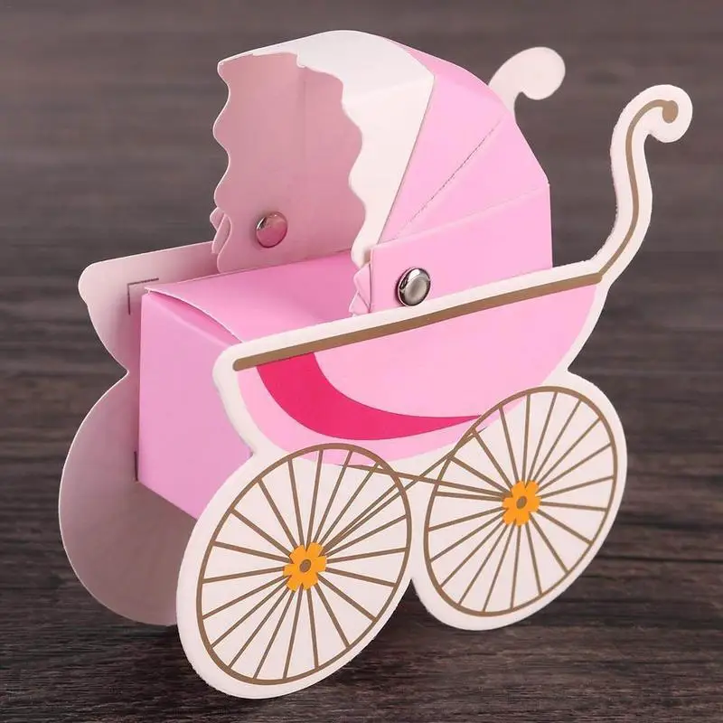 

10Pcs Stroller Shape Baby Shower Kids Favor Candy Boxes Storage Boxes Party Candy Holders Christening Boutique Gifts