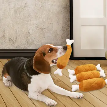 

Dog Double Bone Chicken Leg Shape Plush Toy Dog Vocal Chew Toy Pet Exercise Dental Toy Non-toxic Bite Resistant Tool
