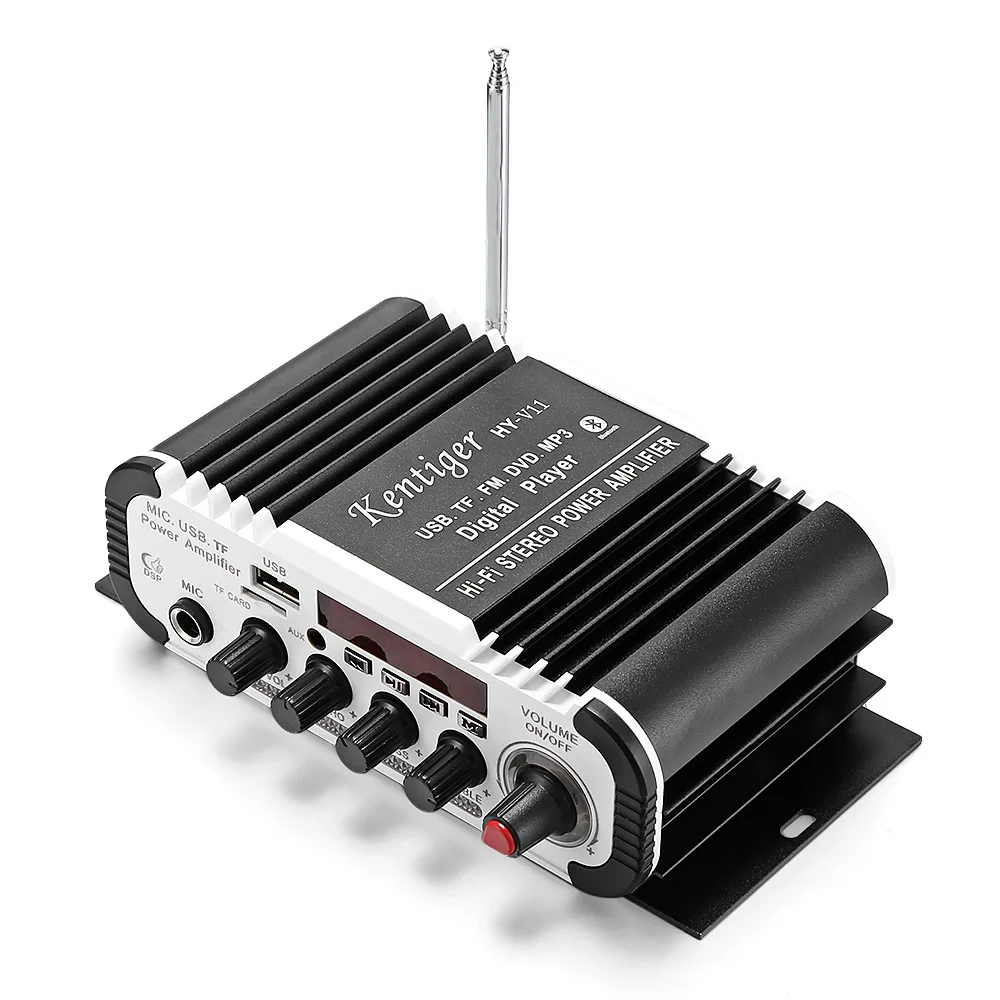 Kentiger HY - V11 2CH Bluetooth Wireless Amplifier 2-channel Super Audio Audio Amplifiers Support TF USB FM with Controller Kentiger HY - V11 2CH Bluetooth Wireless Amplifier 2-channel Super Audio Audio Amplifiers Support TF USB FM with Controller
