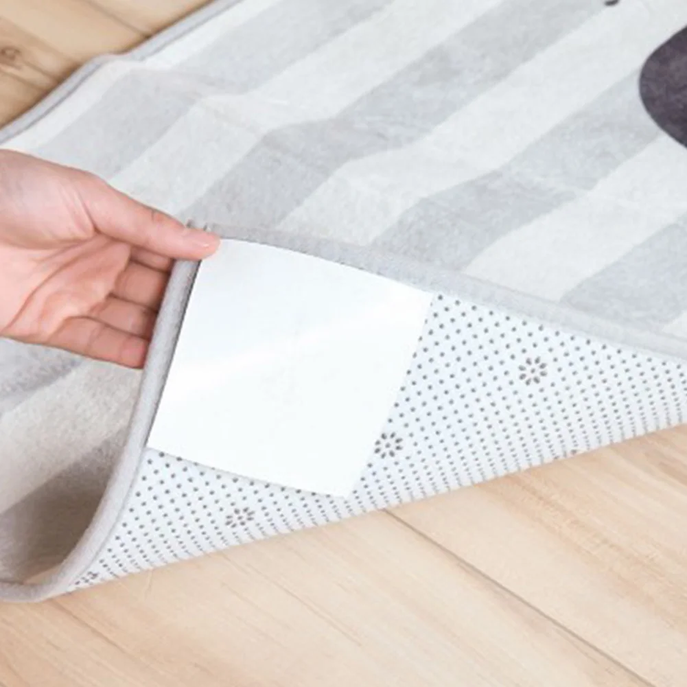 

4Pcs Rug Carpet Sticker Corners Floor Pad Non Slip Washable Square Double Sided Silicone Stopper Reusable Home Mat