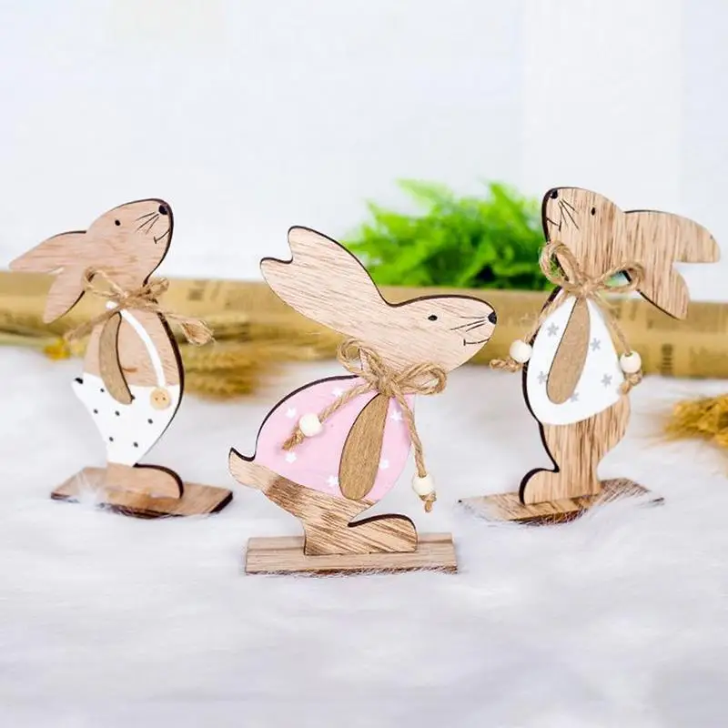 

2019 New Arrival Home Decor Easter Decoration Cute Wooden Rabbit Shapes Home Ornaments Craft Gifts Room Decoration Children Gift