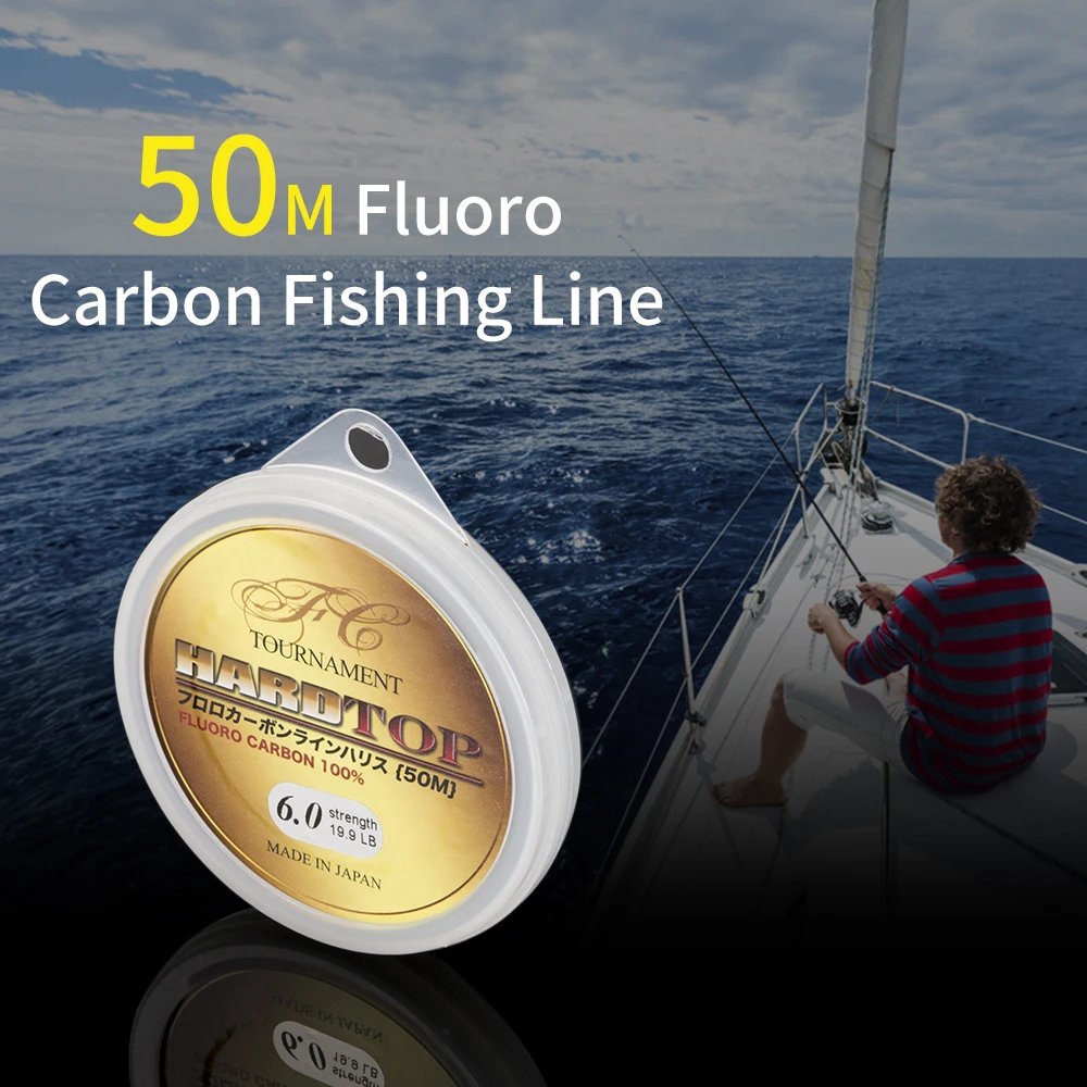 

50m Fishing Line 100% Japanese Fluoro Carbon Fishing Line Abrasion Resistant Anti Water Absorption High Resilient Lines