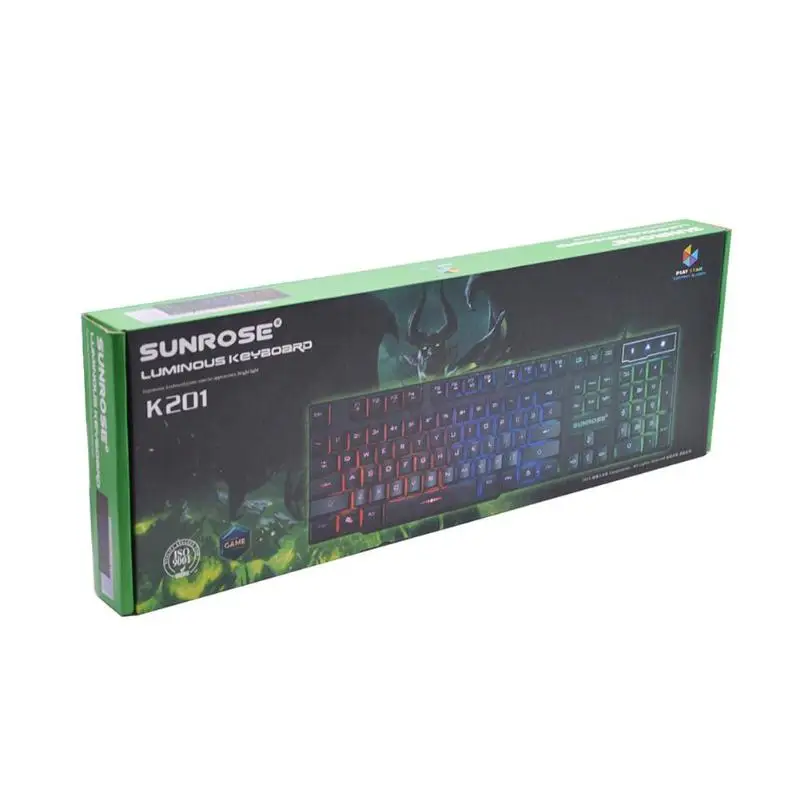 SUNROSE K201 USB Проводная игровая клавиатура 104 клавиши 3 цветная подсветка