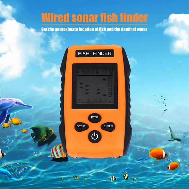 شحن مجاني! حار بيع إنذار 100 M المحمولة سونار مكتشف صياد السمك الصيد إغراء ل Echosounder الصيد شحن مجاني! حار بيع إنذار 100 M المحمولة سونار مكتشف صياد السمك الصيد إغراء ل Echosounder الصيد
