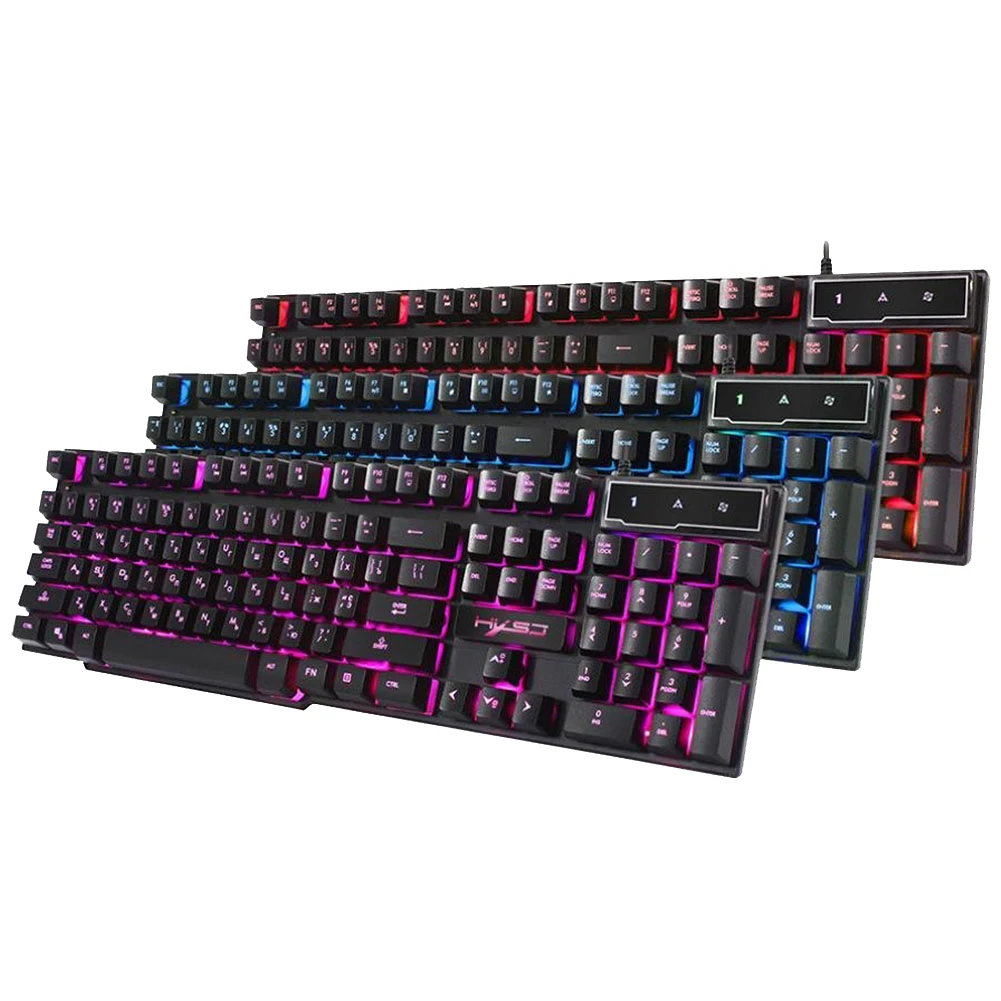 

HXSJ R8 3 Colors Crack Illuminated LED Backlight USB Wired Multimedia PC Gaming Keyboard