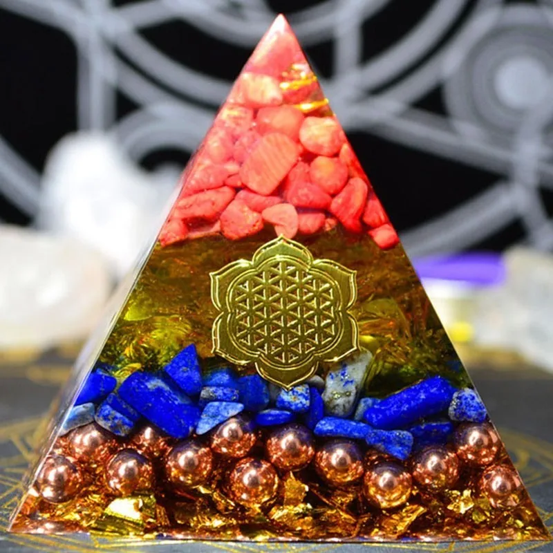 Verzamelen Fortuin Orgonite Piramide Reiki Feng Shui Decoratie Kristal Rune Orgone Accumulator Hars Decoratieve Craft Sieraden