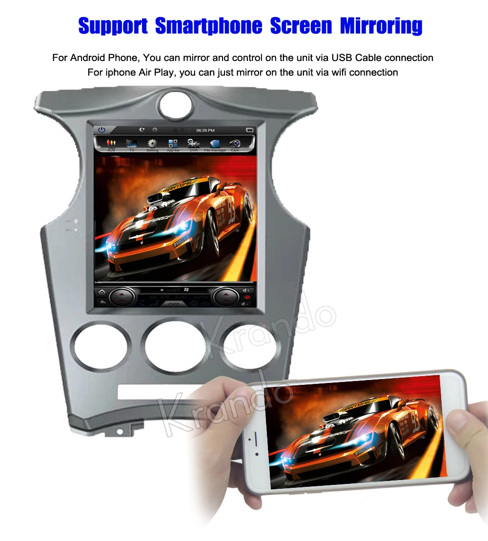 Flash Deal Krando Android 7.1 10.4" Tesla style Vertical car radio For KIA CARENS 2006-2013  manual AC navigation player 4