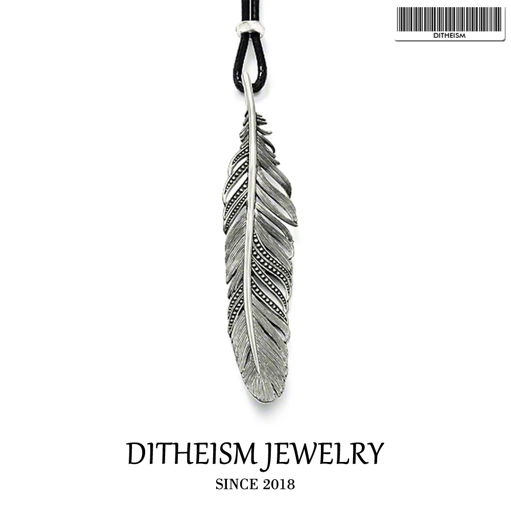 Beste Lederen Touw Ketting Zwarte Veer, 2018 Fashion 925 Sterling Zilveren Sieraden Europese Vintage Gift Voor Mannen Vrouwen Jongen Meisjes