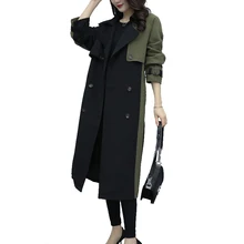 DEAT новая весенняя корейская модная женская ветровка зеленая Лоскутная черная контрастная цветная комбинированная двубортная куртка WD825