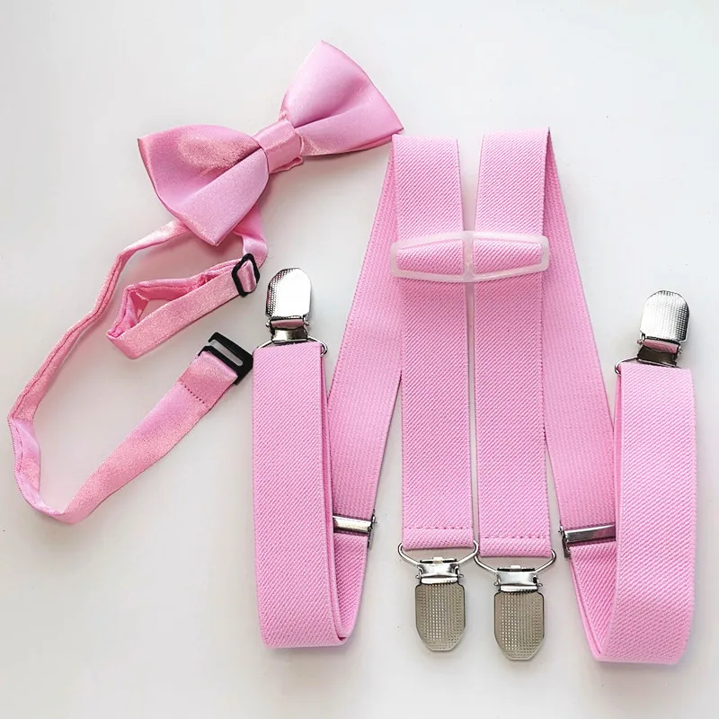 LB010-S размер светло розовый цвет чулок Bow Tie Наборы Дети Регулируемый 3 Cips 4 зажимы подтяжек набор галстуков Детская Вечеринка Одежда