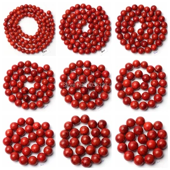 

High Quality Red Grass Coral Stone Bracelet Necklace Jewelry Loose Beads 15 Inch 4/6/8/10/12/14/16/18/20mm wj193