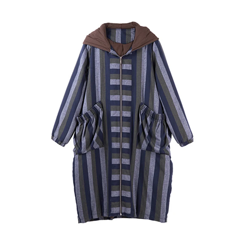 Capuchon Mode Chicever Couleurs Casual Bas Vers Hit Longues Jacket Le Manteau Vestes Manches Zipper Femmes Striped Rayé D'hiver Nouveau À Veste Vêtements De UzGqpSMV