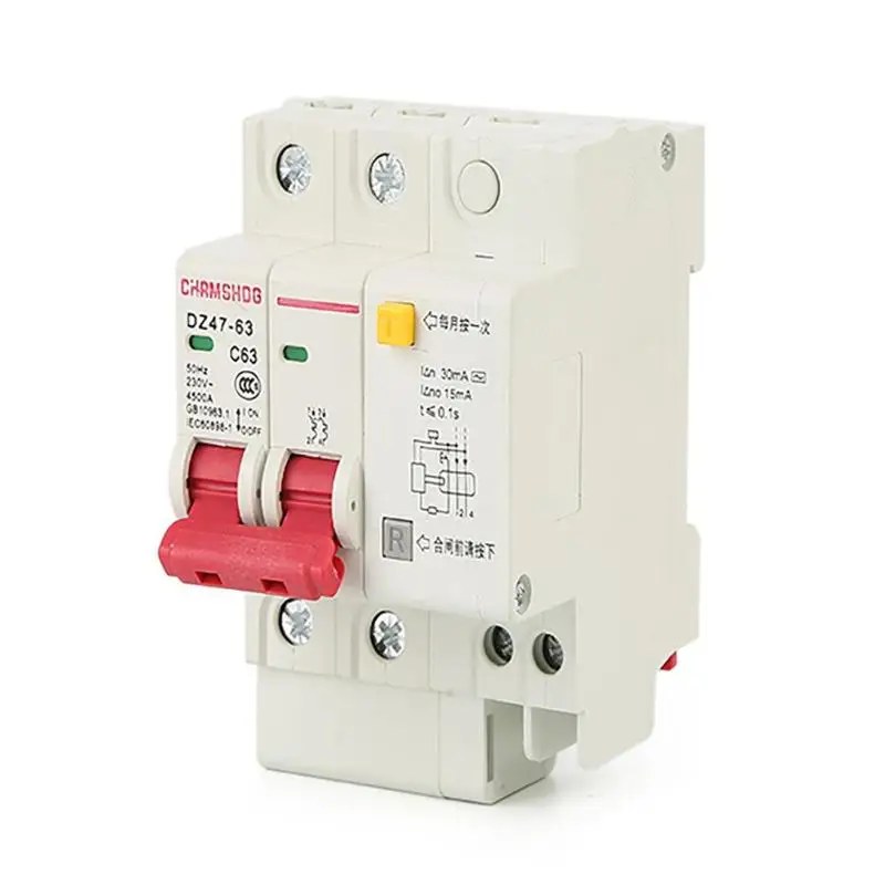 

Dz47le-63 RCCB 2P Residual Current Circuit Breaker Mini Household Electricity Leakage Protector Short Circuit Overload Protectio