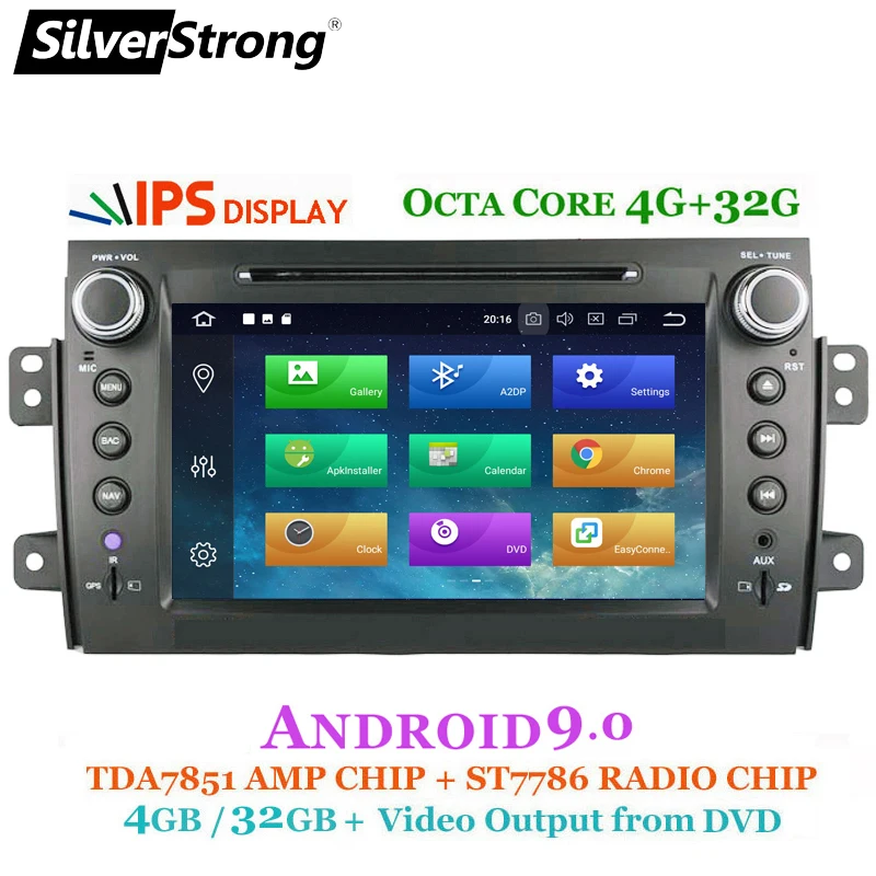 Top SilverStrong 2Din Android9.0 Car DVD For SUZUKI SX4 Mp3 Audio DVD for FIAT Sedici Navigation GPS SX4 for Suzuki Stereo DSP 2