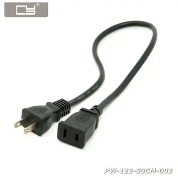 

CY USA Outlet Saver Power Extension Cord Cable 2-prong 2 Outlets for Nema 1-15P to Nema 1-15R 50cm