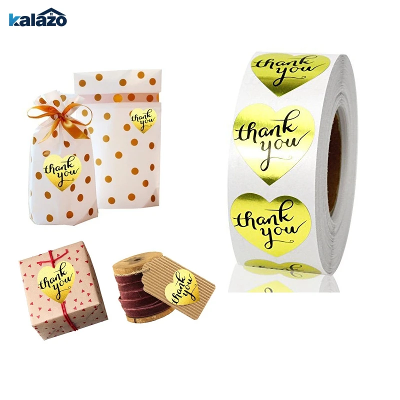 

1 Roll wedding decoration Heart-Shaped Thank You Sticker Craft Paper Thank You Label, 500 Adhesive Labels,Decorative Sealing St