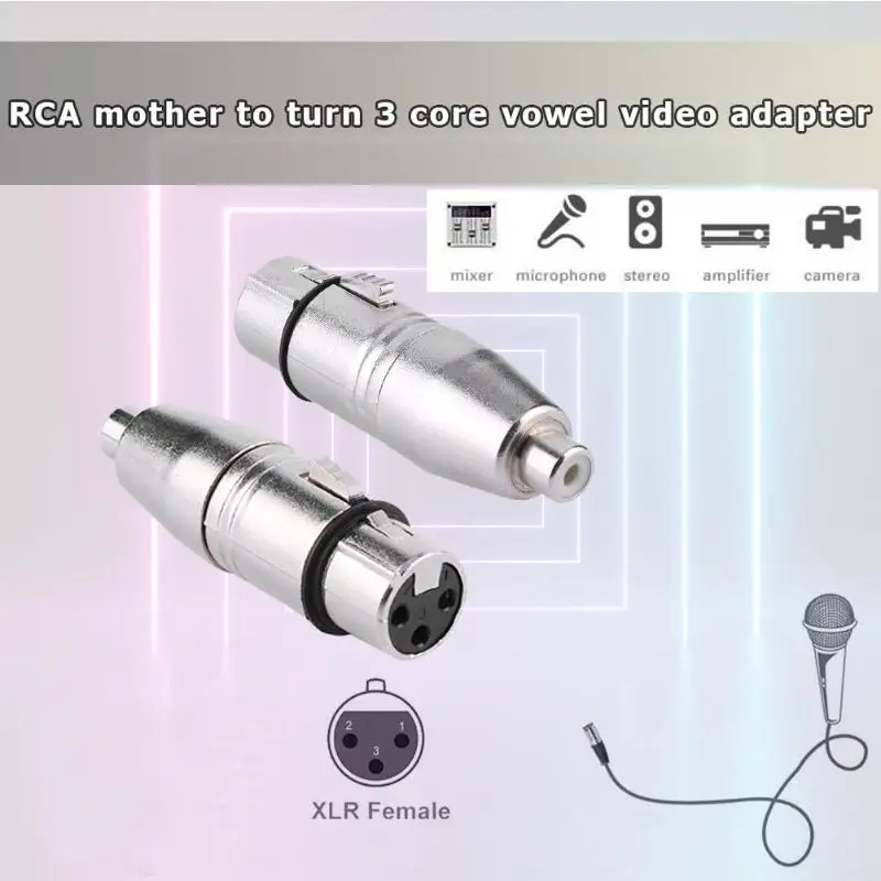 3-контактный XLR для женщин RCA адаптор проводной микрофон Микрофон AV конвертер видеоадаптера цинковый сплав 3-конт. XLR Разъем адаптеры