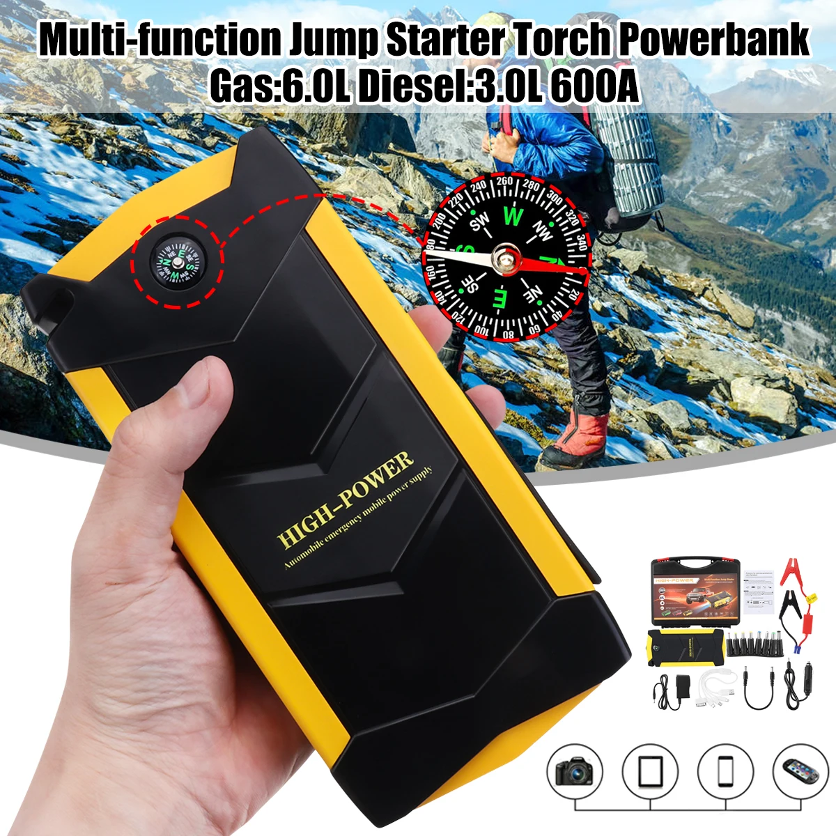 82800mAh 12V 4USB High Power Car Battery Charger Starting Car Jump Starter Booster Power Bank