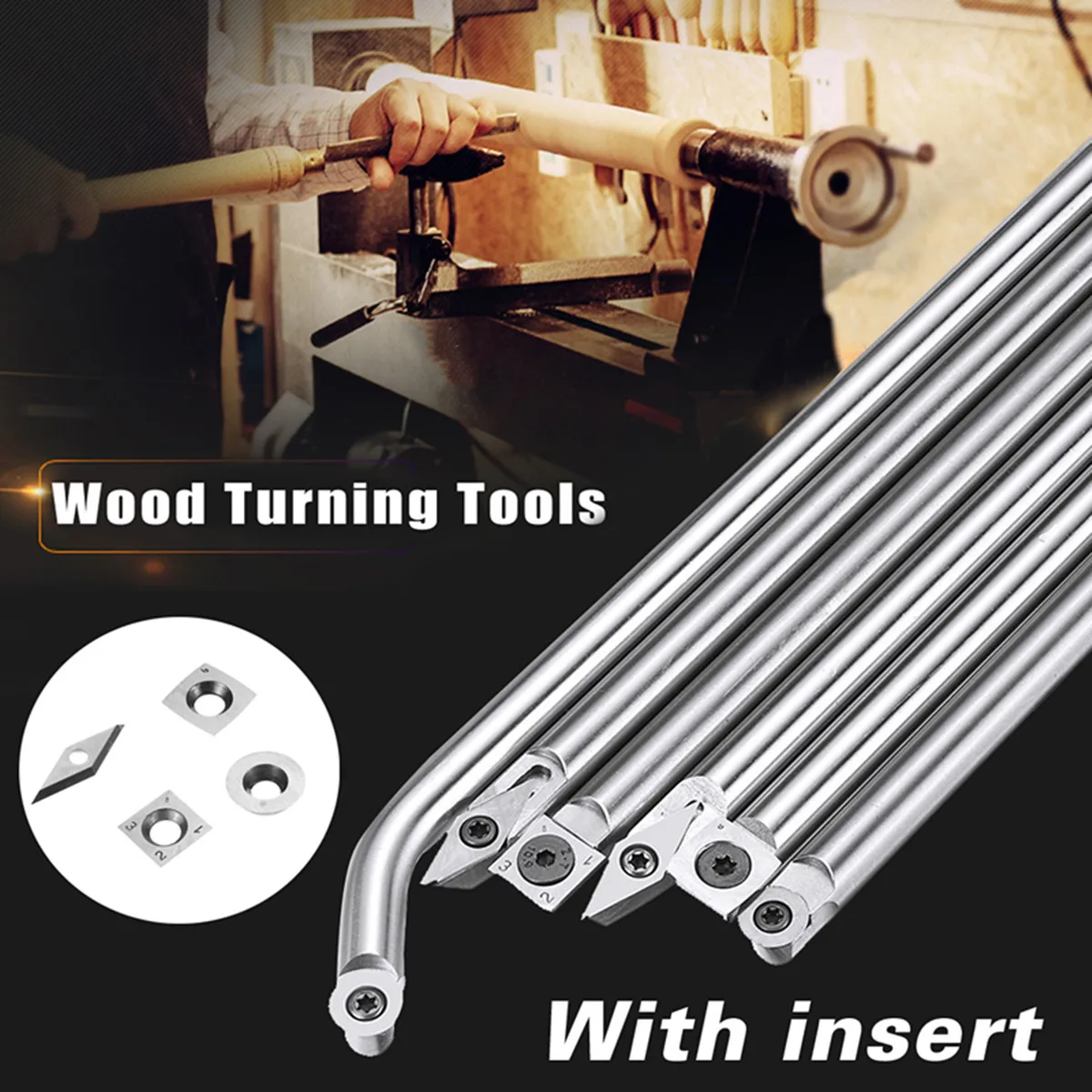 

Round Wood Turning Tool Chisel Carbide Tip Lathe Tool Insert Cutter Tools Angled Shank Woodworking Tool 6 Size