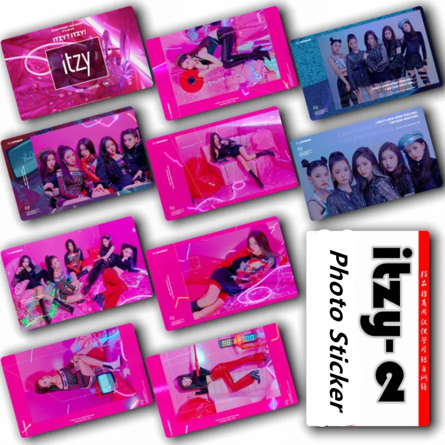 

KPOP ITZY Sticky Crystal Photo Card Lia Yeji Album IT'z Different Photograph Yuna Ryujin HD Photo Card Stickers 10pcs/Set