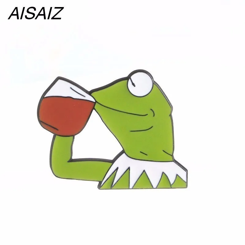 

2019 new aisaiz jewelry Cute Kermit the Frog pins metal Badge enamel brooch high quality Best gift