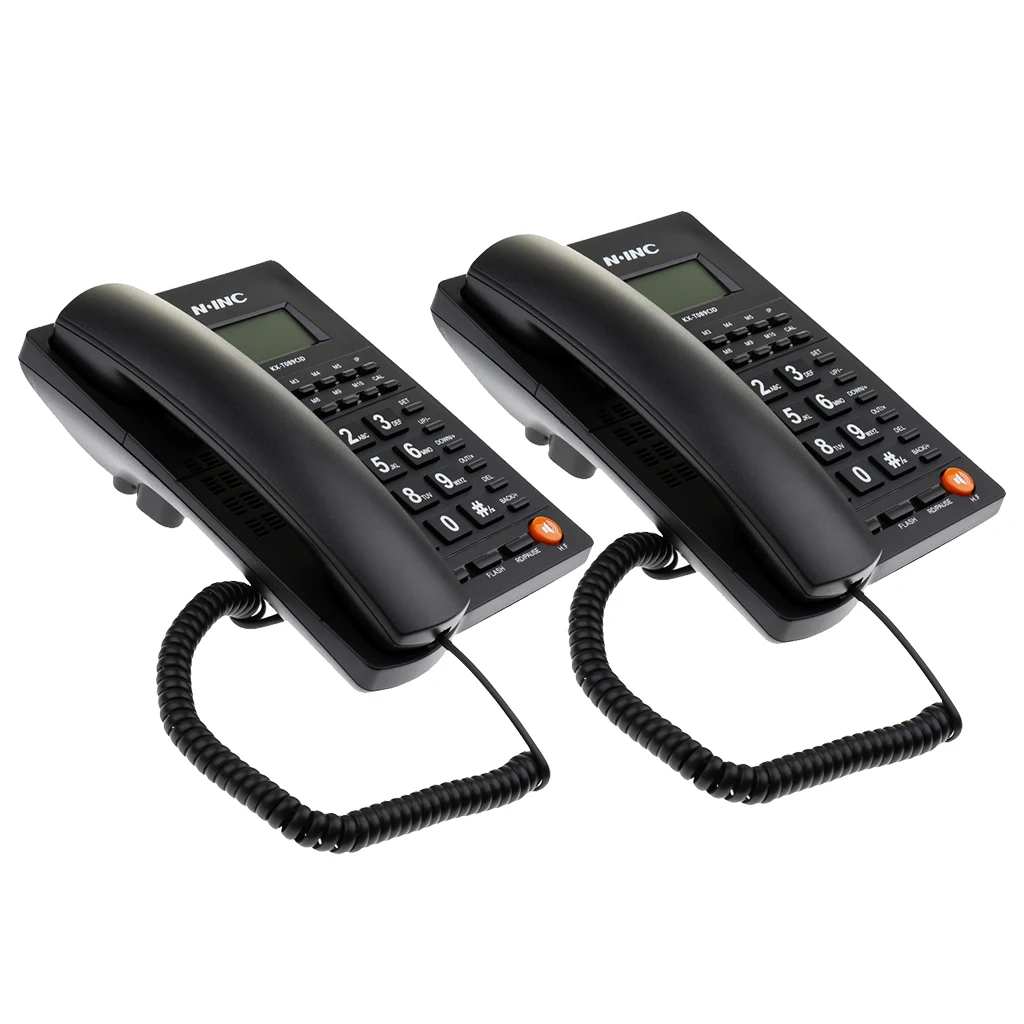 

2x Landline Corded Phone Desktop Telephone wiht Caller ID Redial Callback