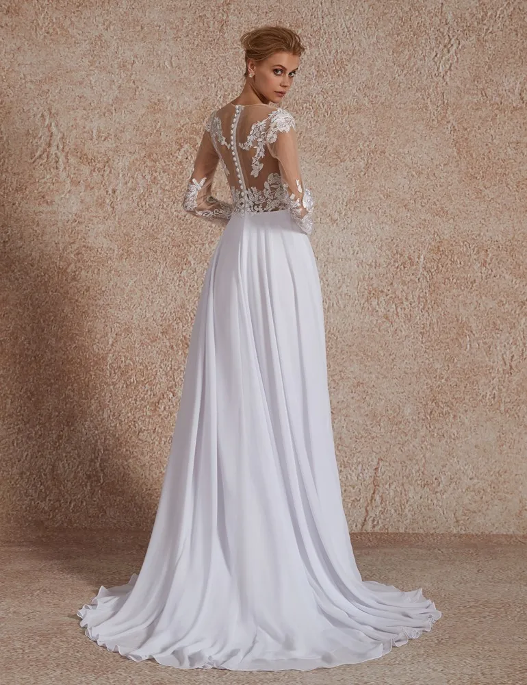 Женское шифоновое платье Vivian's Bridal элегантное пляжное с длинным рукавом и