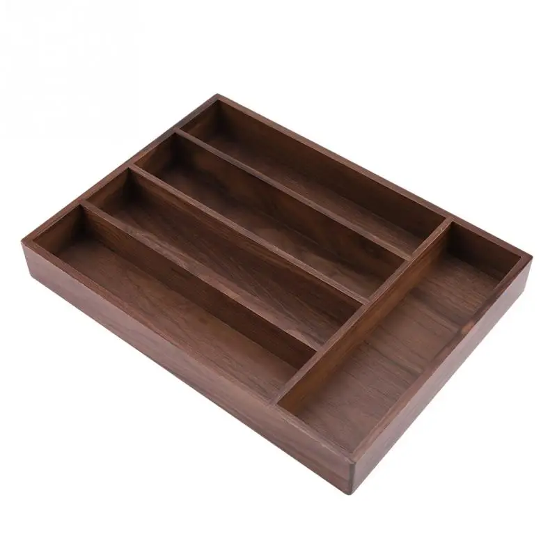 5 Grid Kitchen Cutlery Storage Box Expandable Cutlery Tray Bamboo
