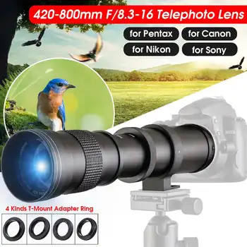 

Camera Lens 420-800mm F/8.3-16 Super Telephoto Lens Manual Zoom Lens with T-Mount for Canon/Nikon for Sony/Pentax DSLR SLR