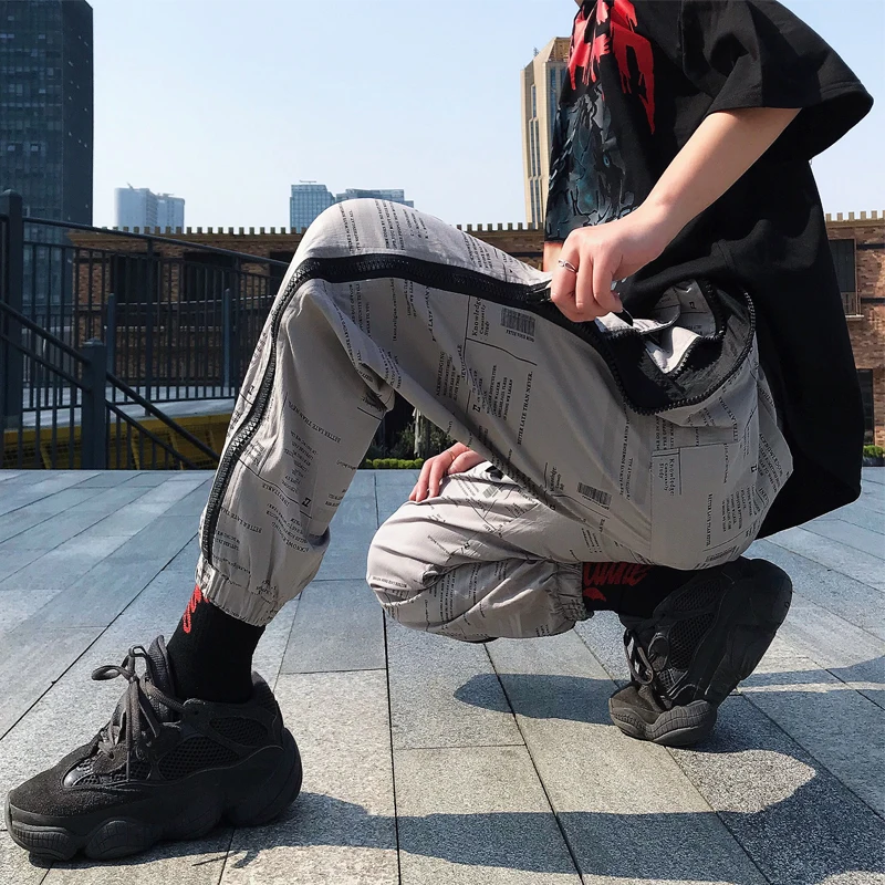 Men's Trousers 2019 Summer New Loose Letter Printing Nine Points Pants Zipper Feet Pants Personality Youth Casual Men's Clothing Men's Trousers 2019 Summer New Loose Letter Printing Nine Points Pants Zipper Feet Pants Personality Youth Casual Men's Clothing