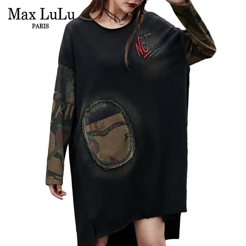 

Max LuLu 2019 Spring Luxury Japan Girls Punk Streetwear Women Black Mini Dresses Cotton Vestidos Ladies Casual Clothes Plus Size