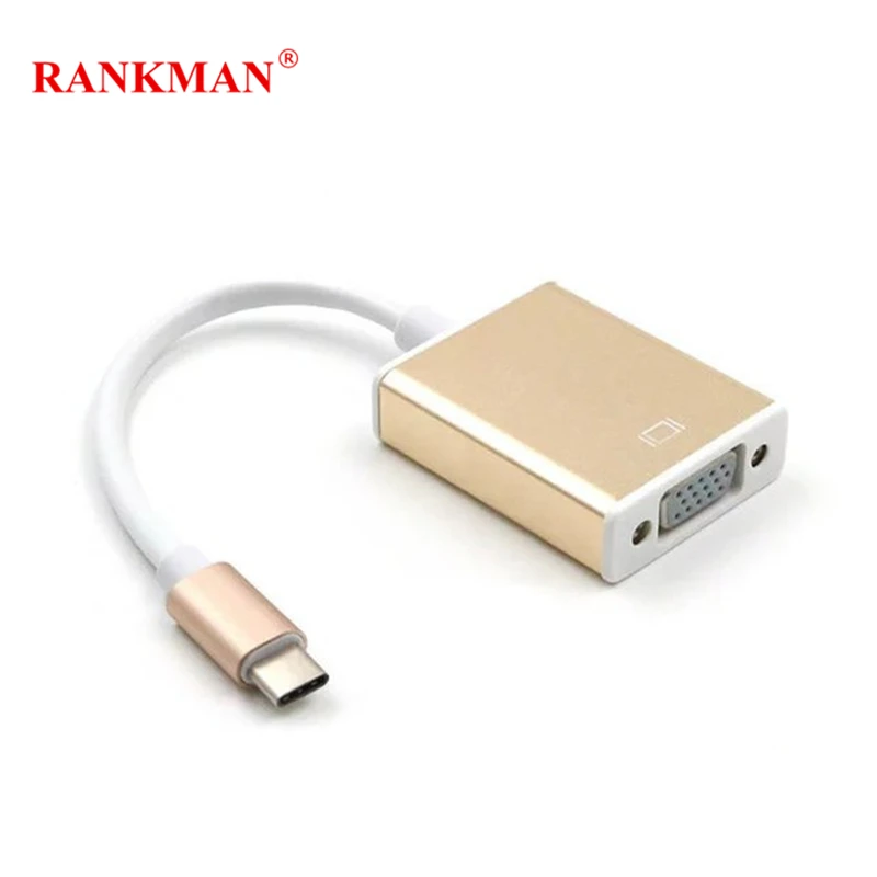 

Rankman USB3.1 Type C Male to VGA USB-C USB3.0 Adapter Cable Converter for New Macbook 12 inch Chromebook Pixel to Monitor TV